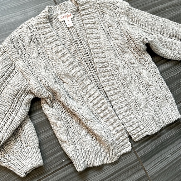 2T cat&Jack sparkly cable knit open cardigan sweater - Picture 2 of 7